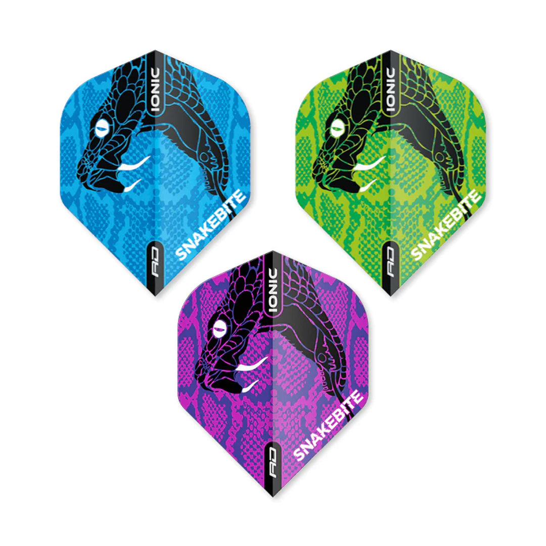 3 x Sets Hardcore Ionic Snakebite Selection Pack 2 Standard Dart Flights by Red Dragon
