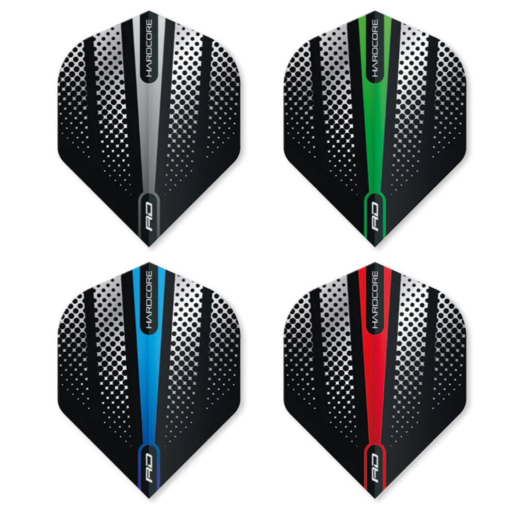 4 x Sets Hardcore Assorted Selection Pack 17 Standard Dart Flights by Red Dragon