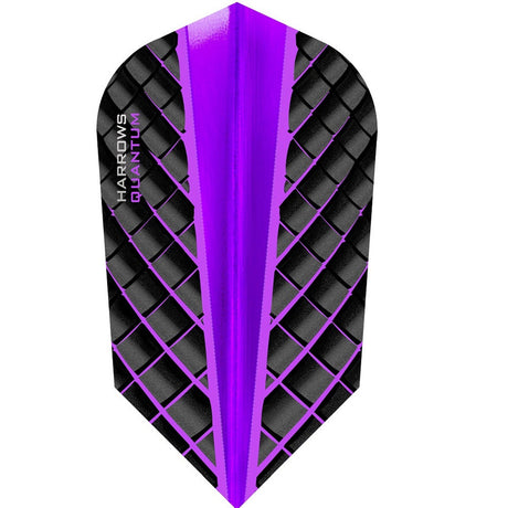 Harrows Quantum dart flight with a pattern design, predominantly purple with black details.