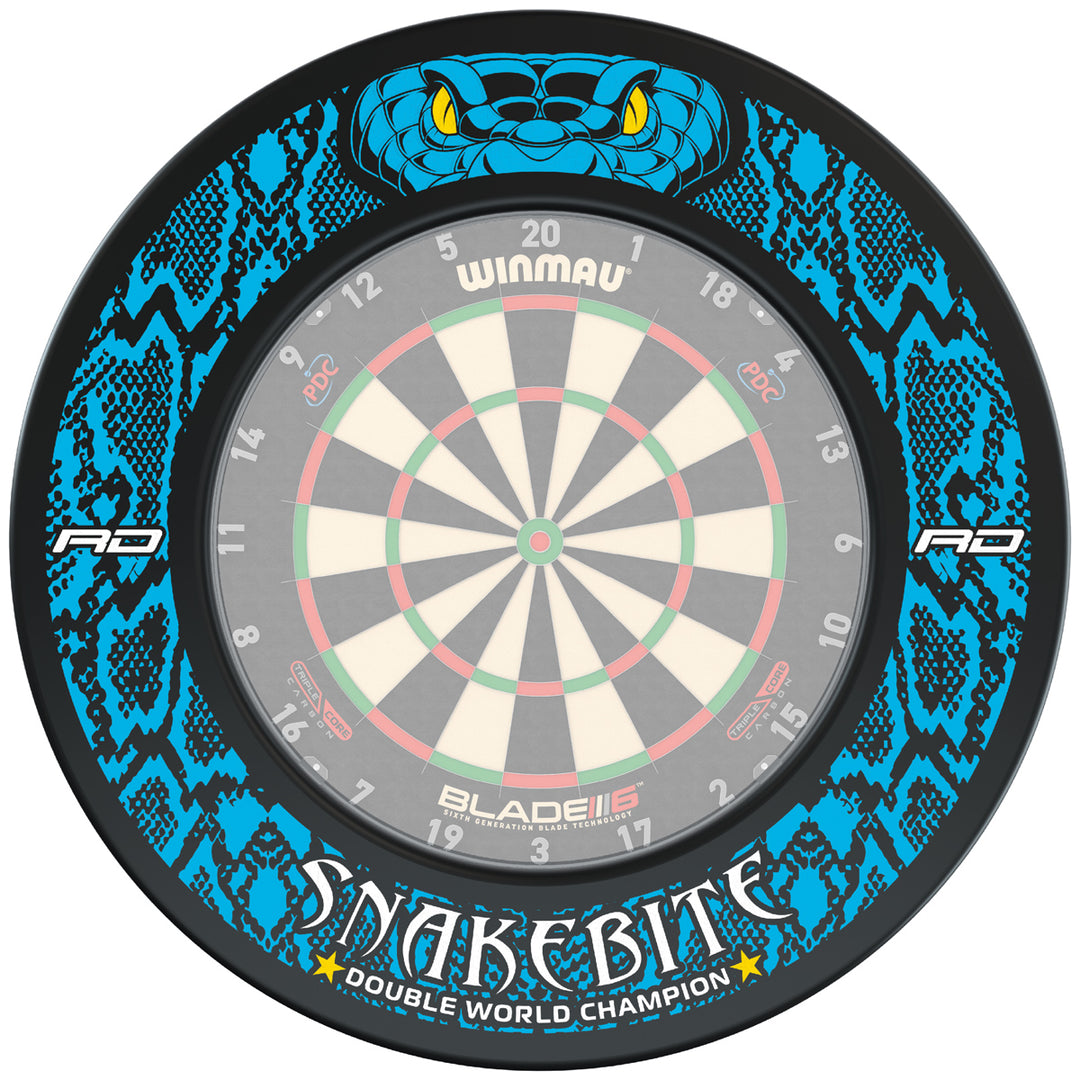 Peter Wright Snakebite Double World Champion Dartboard Surround by Red Dragon