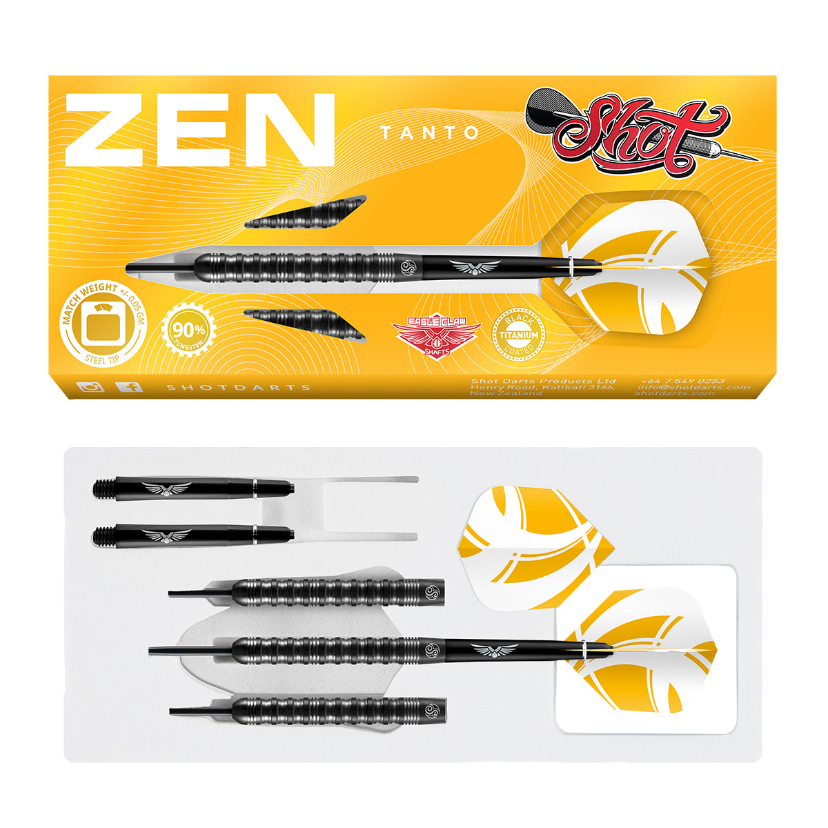 Zen Tanto 90% Tungsten Steel Tip Darts by Shot – Double Top