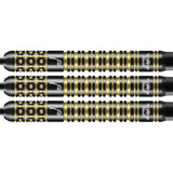 Kim Huybrechts E2 Black Titanium Steel Tip Darts close up image showing detailed grip patterns, machining, coating, and precision craftsmanship