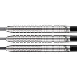 Ricky Evans Steel Tip Darts close up image showing detailed grip patterns, machining, coating, and precision craftsmanship