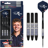 Richard Veenstra Steel Tip Darts main product image showing the darts, packaging, flights, shafts, and included accessories