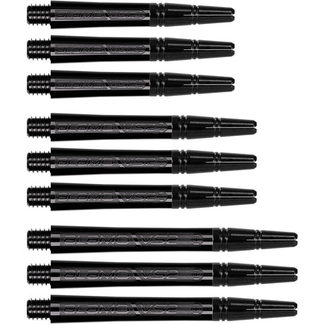 Harrows Alamo VS2 Dart Stems Shafts Black main product image showing the stems, packaging, and included contents