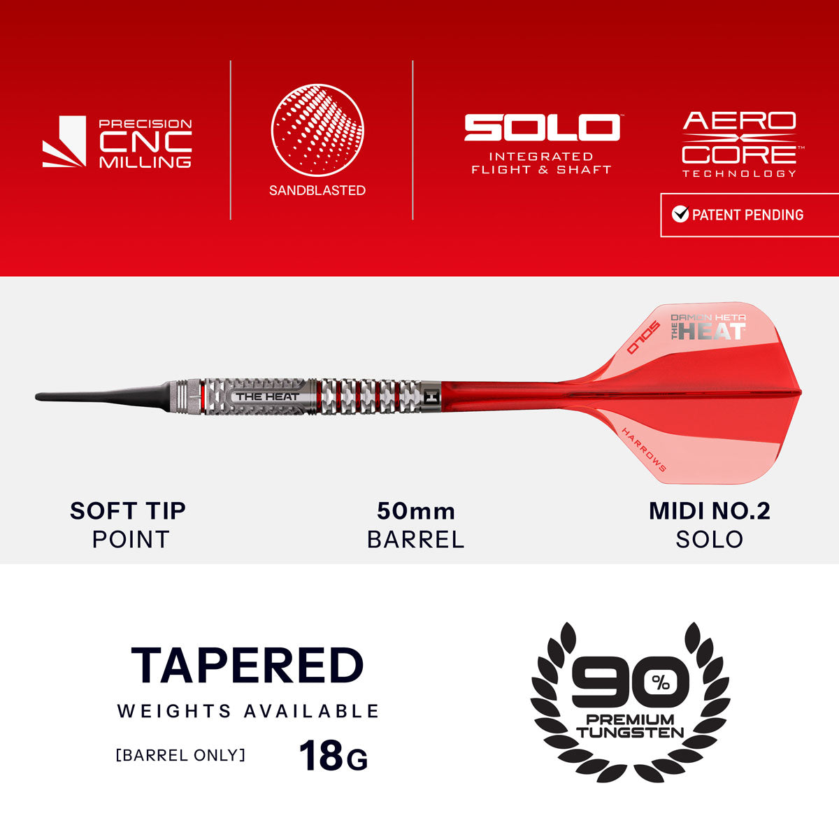 Harrow Damon Heta Geo 90% Tungsten Soft Tip Darts