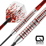 Harrows Damon Heta Series 2 QP Steel Tip Darts close up image showcasing the barrel grip, machining, and design details