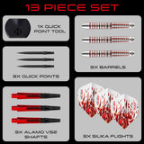 Harrows Damon Heta Series 2 QP Steel Tip Darts image displaying everything included inside the box