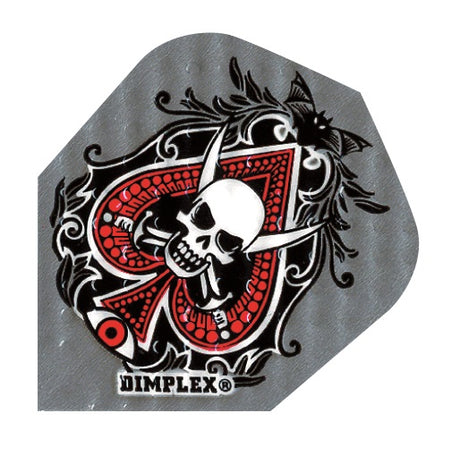 Harrows Dimplex Ace of Spades Skull Dart Flights main image on a white background.