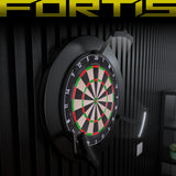 Harrows Fortis Dartboard lifestyle image showing the dartboard installed and ready for play in a real world setting