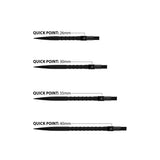 Harrows HM Grip Quick Points Black image comparing the available point lengths