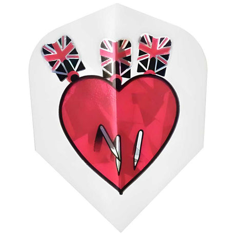 Harrows Hologram Darts in Heart Dart Flights main image on a white background.