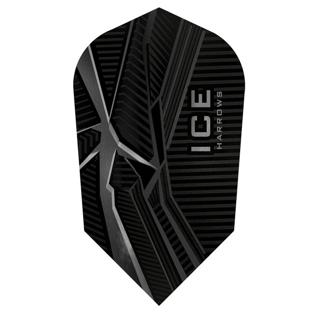 Harrows ICE Recut Black Slim Dart Flights main product image showing the flight design and product contents