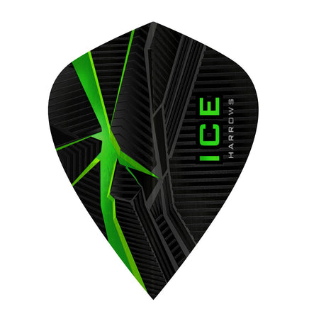 Harrows ICE Recut Green Kite Dart Flights main product image showing the flight design and product contents