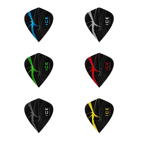 Harrows ICE Recut Kite Dart Flights 25 Sets main product image showing the flight design and product contents