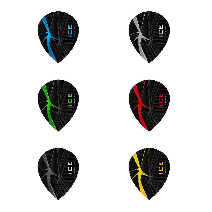 Harrows ICE Recut Pear Dart Flights 25 Sets main product image showing the flight design and product contents