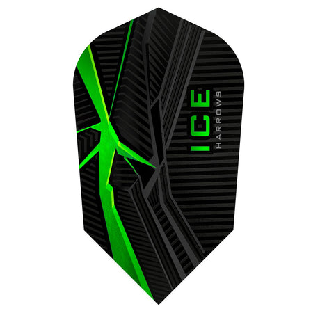 Harrows ICE Recut Green Slim Dart Flights main product image showing the flight design and product contents