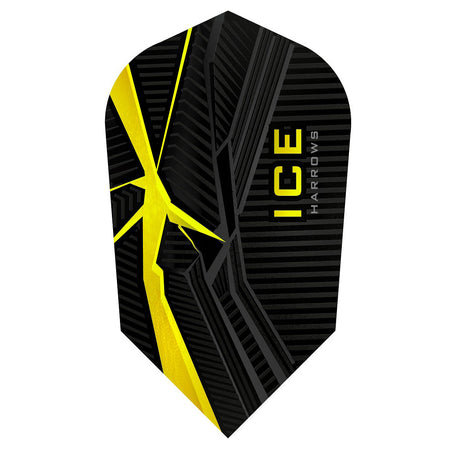 Harrows ICE Recut Yellow Slim Dart Flights main product image showing the flight design and product contents