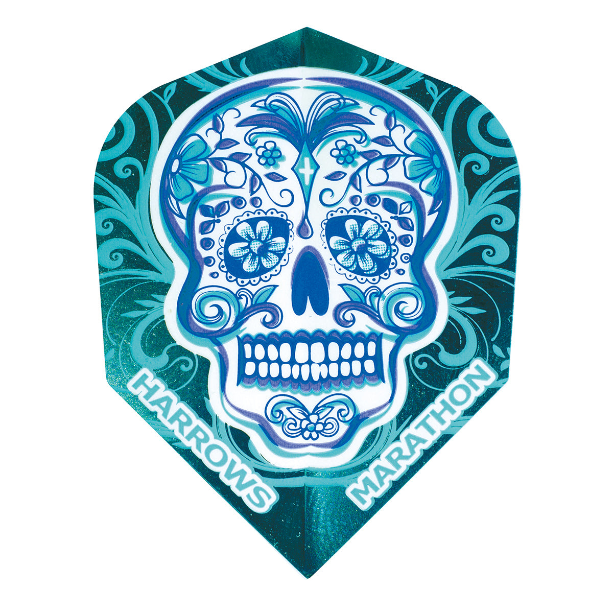 Harrows Marathon Candy Skull No6 Dart Flights main product image showing the flight design and product contents