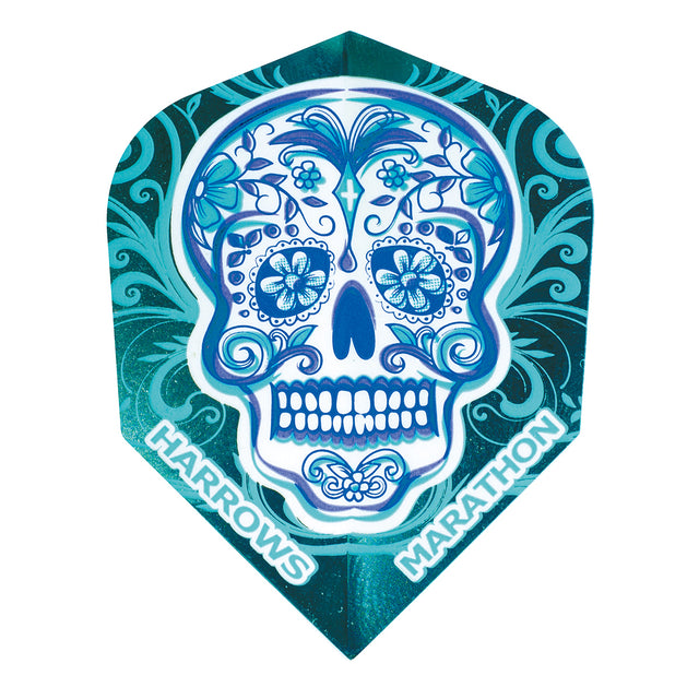 Harrows Marathon Candy Skull No6 Dart Flights main product image showing the flight design and product contents
