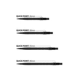 Harrows Micro Grip Quick Points Black image comparing the available point lengths