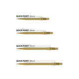 Harrows Micro Grip Quick Points Gold image comparing the available point lengths