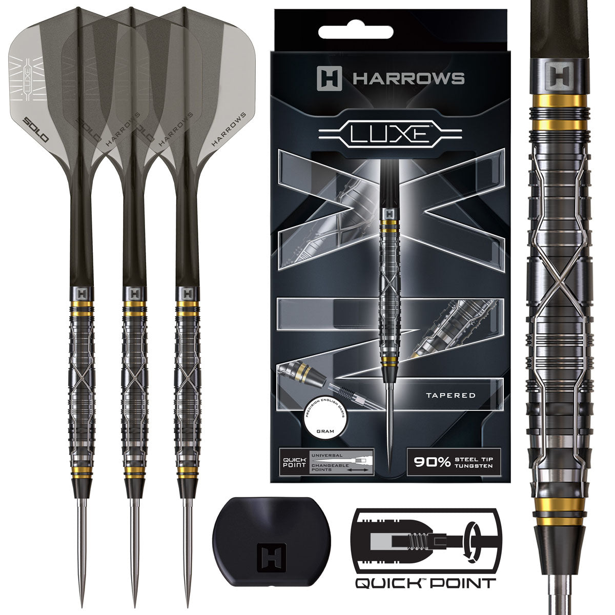 Harrows NX Luxe Tapered Quick Point 90% Tungsten Steel Tip Darts