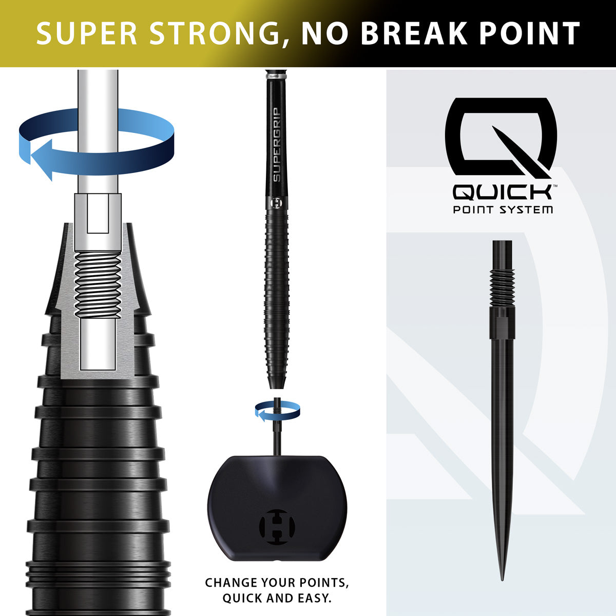 Dart barrel with quick point system components and Quick Point System branding.  Available in 21 Gram, 22 Gram, 23 Gram, 24 Gram, 25 Gram, 26 Gram