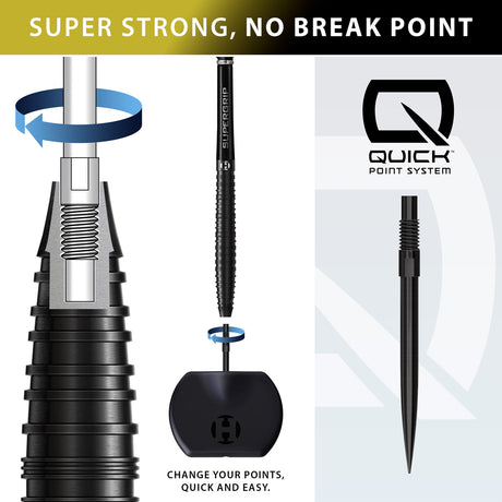 Dart barrel with quick point system components and Quick Point System branding.  Available in 21 Gram, 22 Gram, 23 Gram, 24 Gram, 25 Gram, 26 Gram