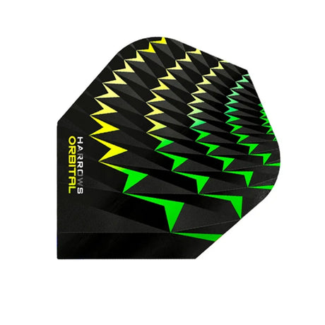 Harrows Orbital Yellow Green Standard Dart Flights main image on a white background.