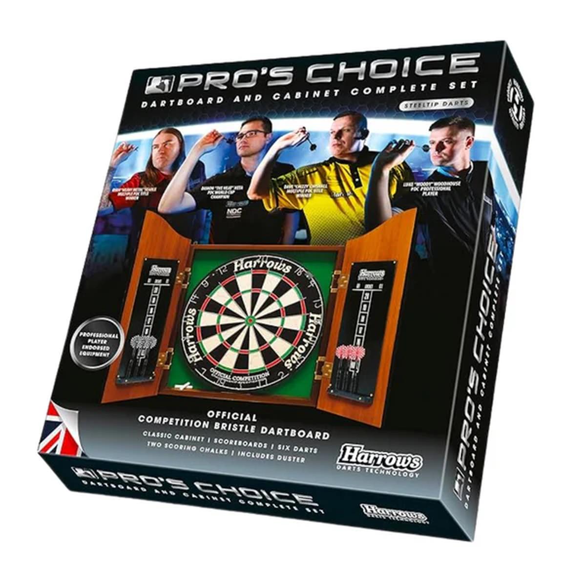 Retail packaging for Harrows Pro's Choice set showing players and contents.