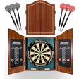 Harrows Pro's Choice dartboard and cabinet set with darts, scoreboards, and a competition board.
