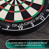 Harrows Quadro 240 Dartboard main product image showing the number ring up close
