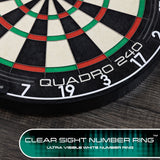 Harrows Quadro 240 Dartboard main product image showing the number ring up close