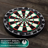Harrows Quadro 240 Dartboard close up image highlighting the sisal fibre construction and playing surface