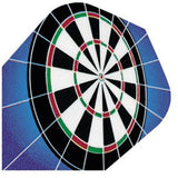 Harrows Quadro Dartboard on Blue Dart Flights main image on a white background.