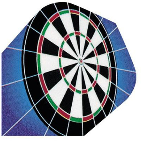 Harrows Quadro Dartboard on Blue Dart Flights main image on a white background.