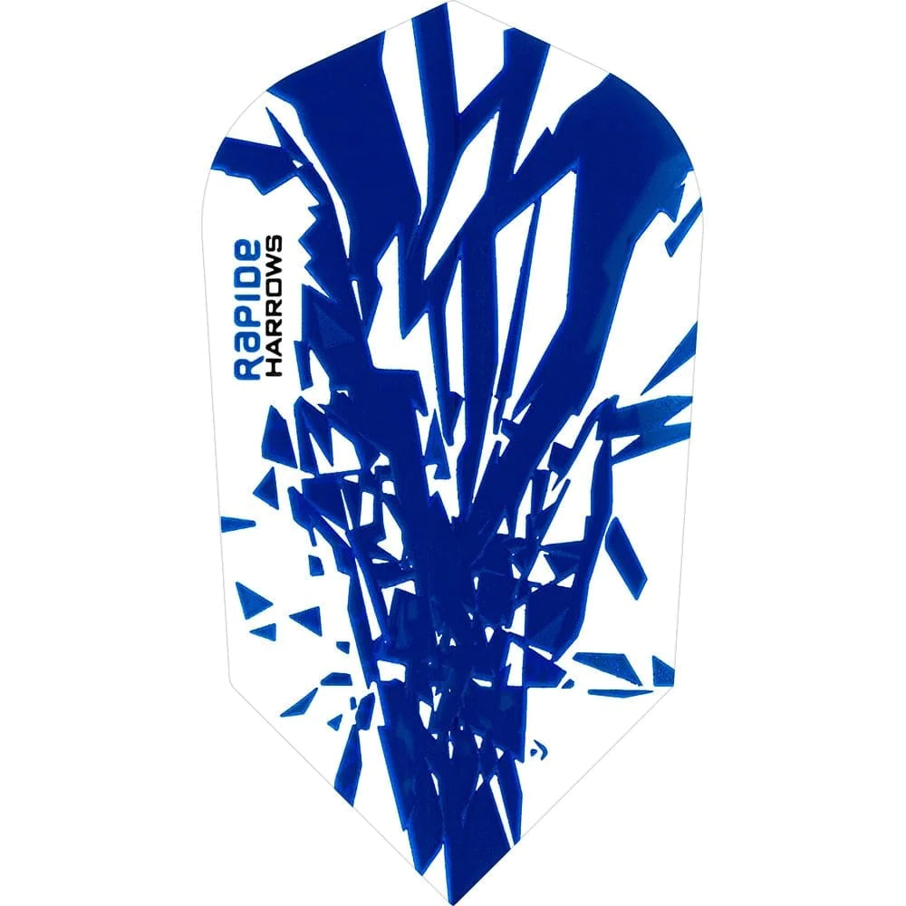 Harrows Rapide Slim Dark Blue on White Dart Flights main product image showing the flight design and product contents
