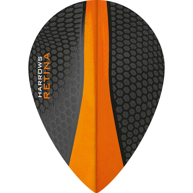 Harrows Retina Pear Orange Dart Flights main product image showing the flight design and product contents