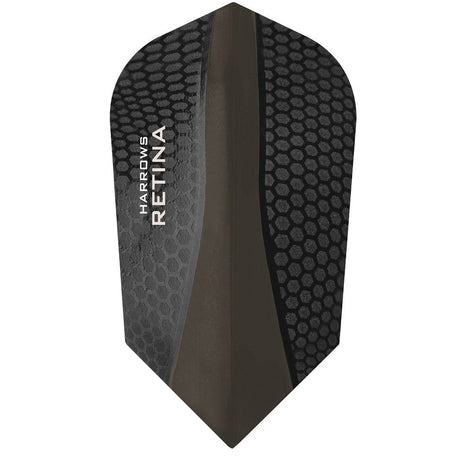 Harrows Retina Slim Black Dart Flights main product image showing the flight design and product contents