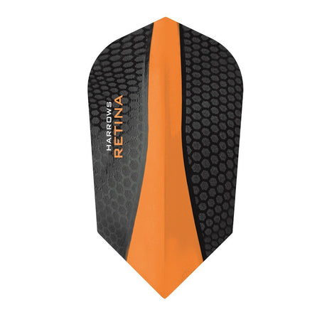 Harrows Retina Slim Orange Dart Flights main product image showing the flight design and product contents