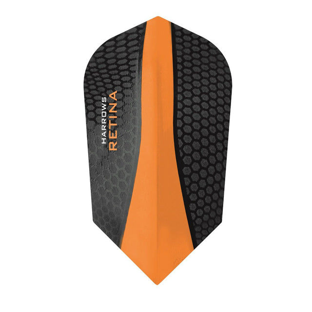 Harrows Retina Slim Orange Dart Flights main product image showing the flight design and product contents