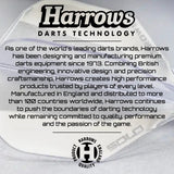 Harrows brand information card highlighting the company's heritage, based in England and established in 1973.