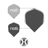 Harrows Retina Standard Pink Dart Flights size guide showing the different dart flight shapes and highlighting the Standard flight shape.