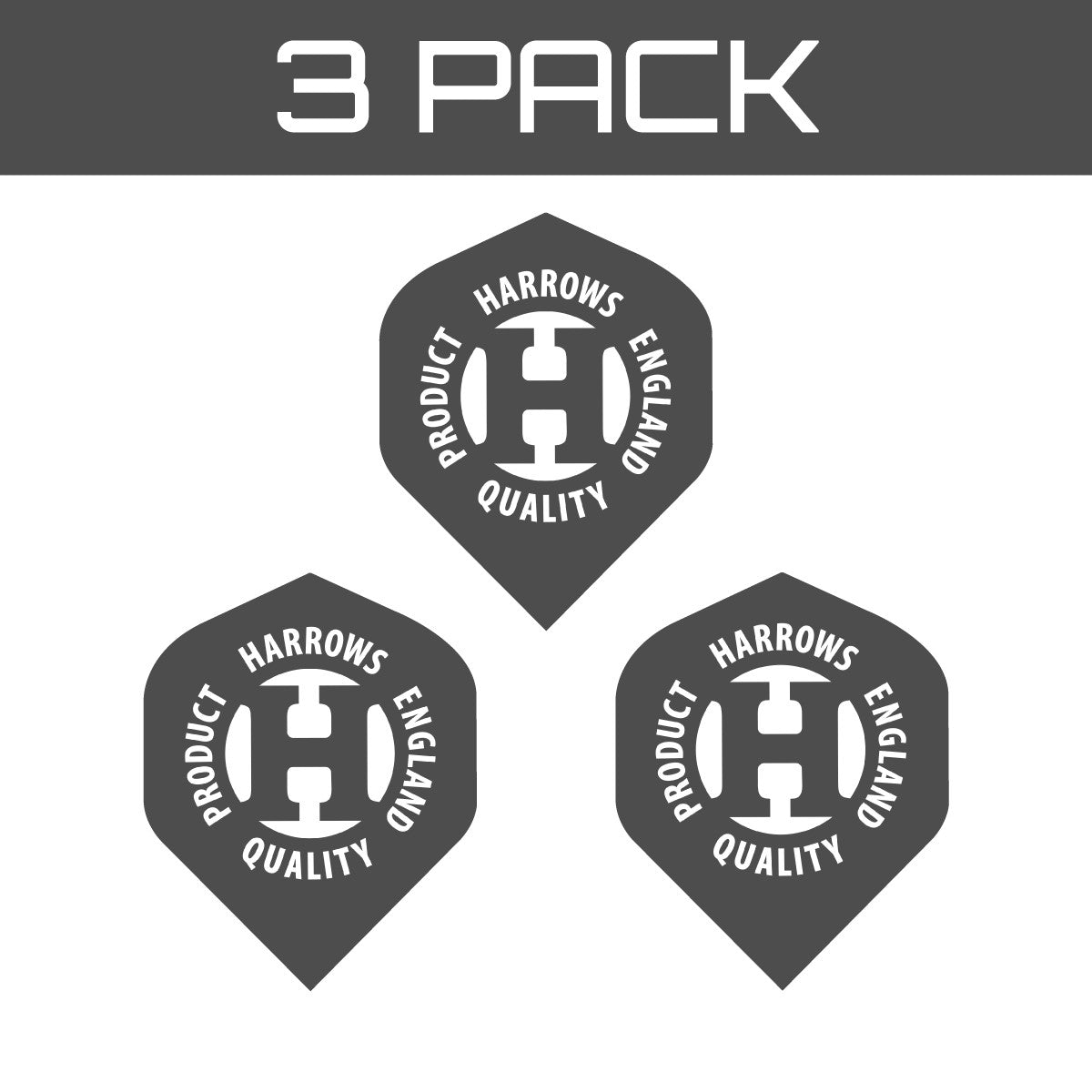 Harrows Retina,X Kite Jade Dart Flights graphic showing the flights come in a pack of 3.