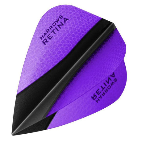 Harrows Retina X Kite Purple Dart Flights main product image showing the flight design and product contents