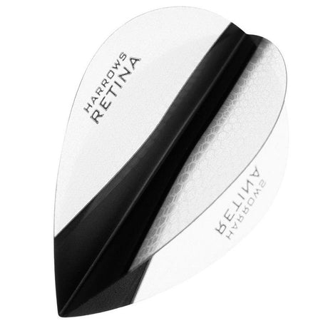 Harrows Retina X Pear Clear Dart Flights main product image showing the flight design and product contents