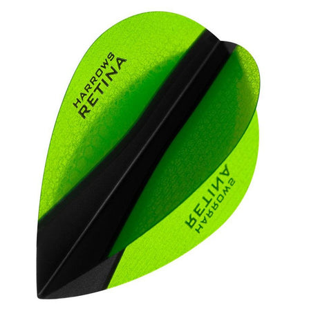 Harrows Retina X Pear Green Dart Flights main product image showing the flight design and product contents