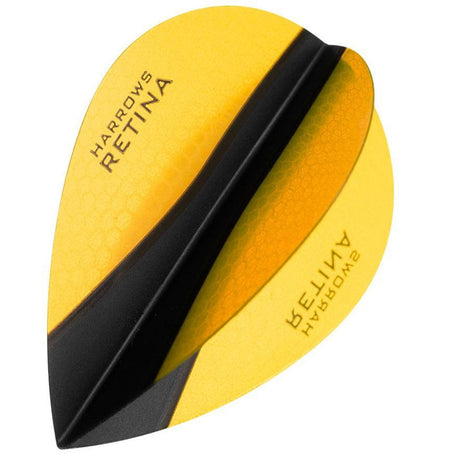 Harrows Retina X Pear Yellow Dart Flights main product image showing the flight design and product contents