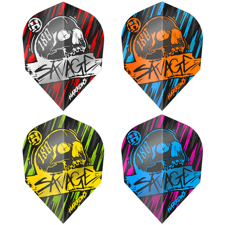 Harrows Savage Standard No6 Dart Flights main product image showing the flight design and product contents